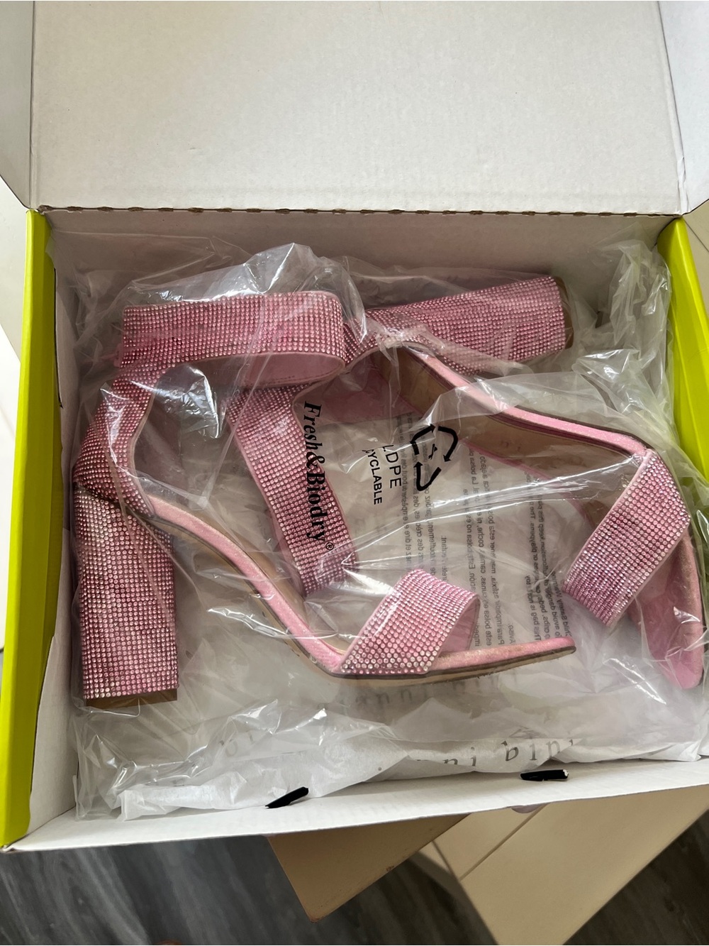Gianni Bini Pink Crystal Ankle-Strap Block Heel Sandals